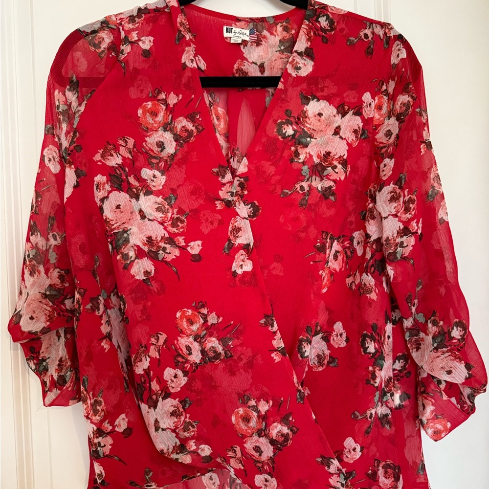 Floral Red Wrap Top